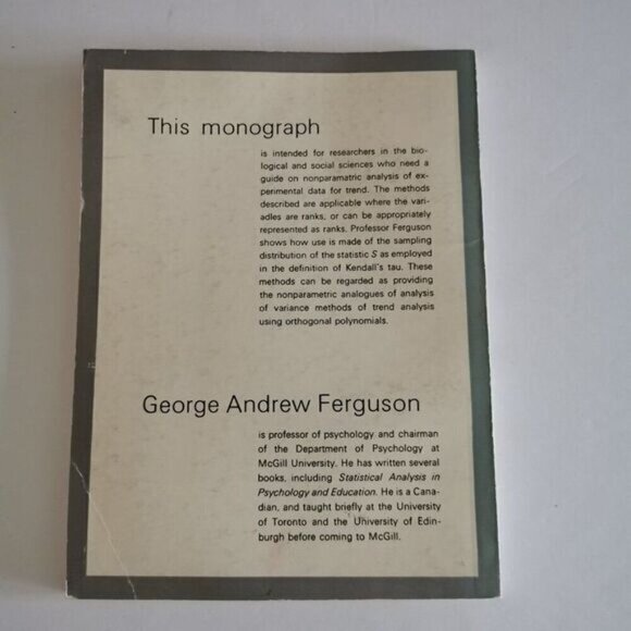 1965 Nonparametric Trend Analysis A Practical Guide for Research Workers Book - Picture 4 of 8